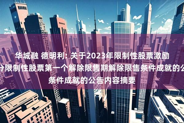 华城融 德明利: 关于2023年限制性股票激励计划预留部分限制性股票第一个解除限售期解除限售条件成就的公告内容摘要