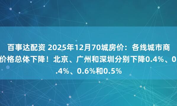 百事达配资 2025年12月70城房价：各线城市商品住宅销售价格总体下降！北京、广州和深圳分别下降0.4%、0.6%和0.5%